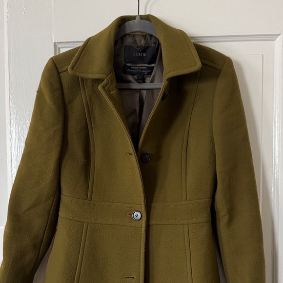 Women’s J Crew olive green wool coat - Picture 3 of 6